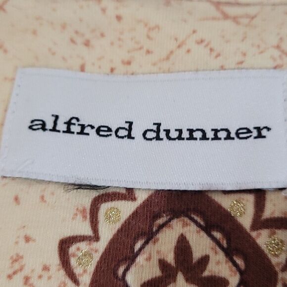 Alfred Dunner Floral Patterned Brown and Cream Top Large - Picture 4 of 6